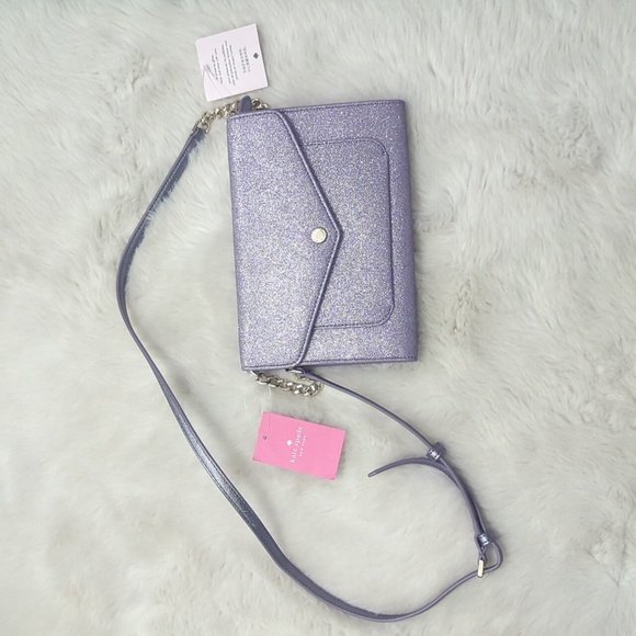 KATE SPADE Tinsel Flap Glitter Crossbody Purse in Lilac Frost ~ NWT - Picture 5 of 13